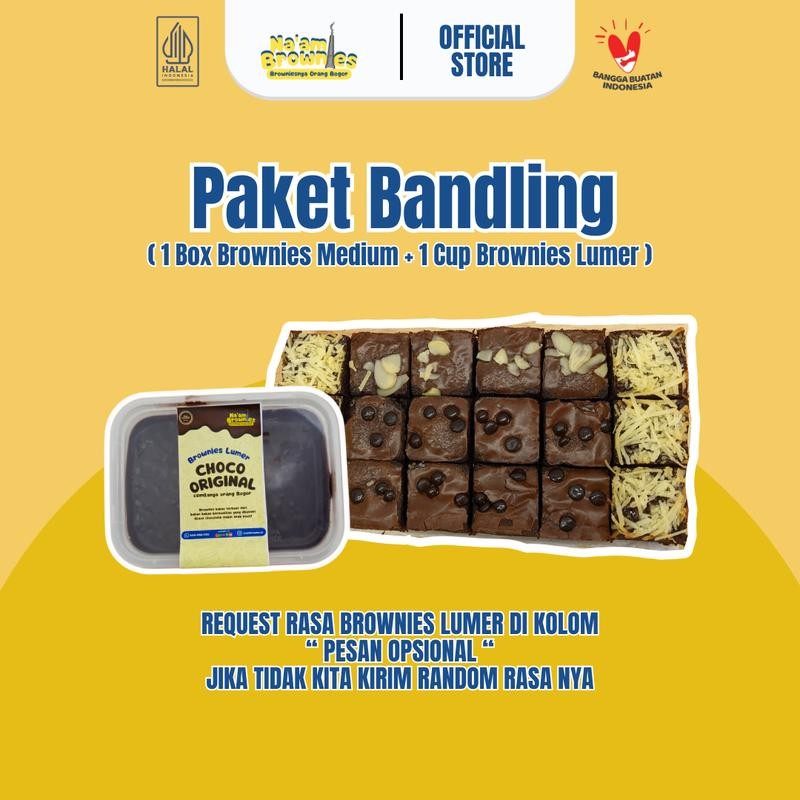 

[ Buy 1 get 2 ] BROWNIES FUDGY MEDIUM FULL TOPPING DAN LUMER BY NA'AM - 3 BROWNIES