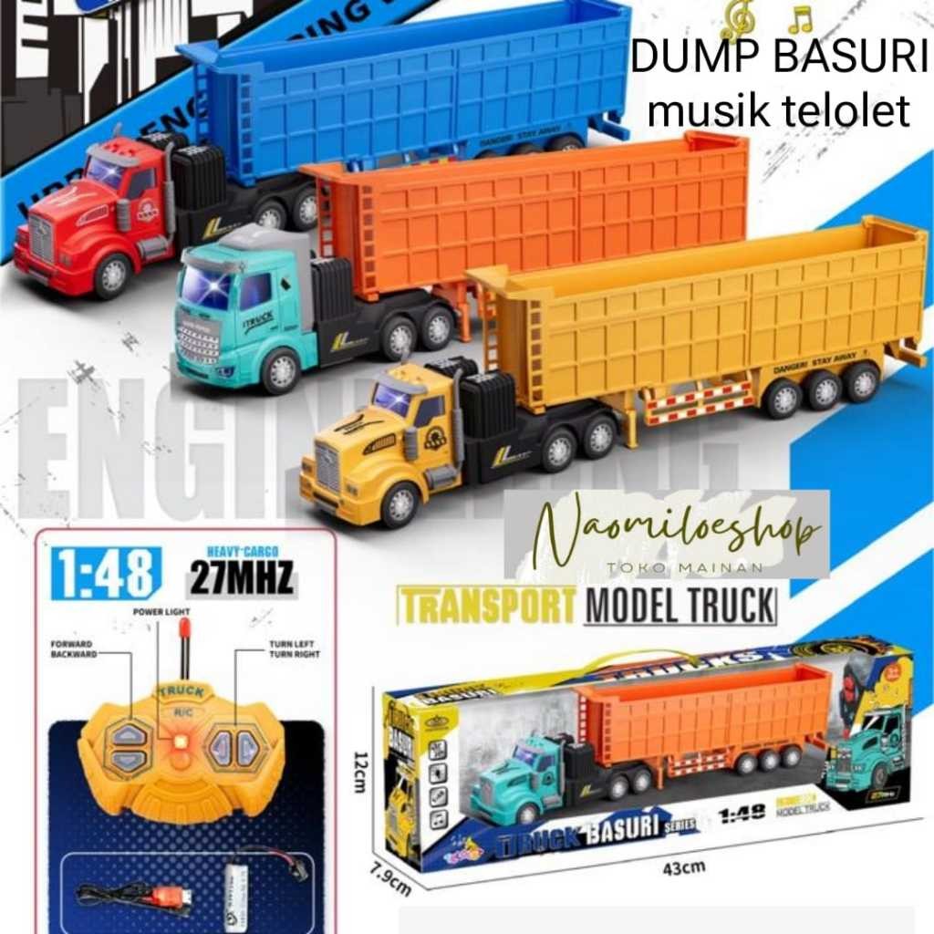 prabuaranSHOPTruk panjang telolet rc Dump truk basuri TELOLET remot mainan mobil remote control dump