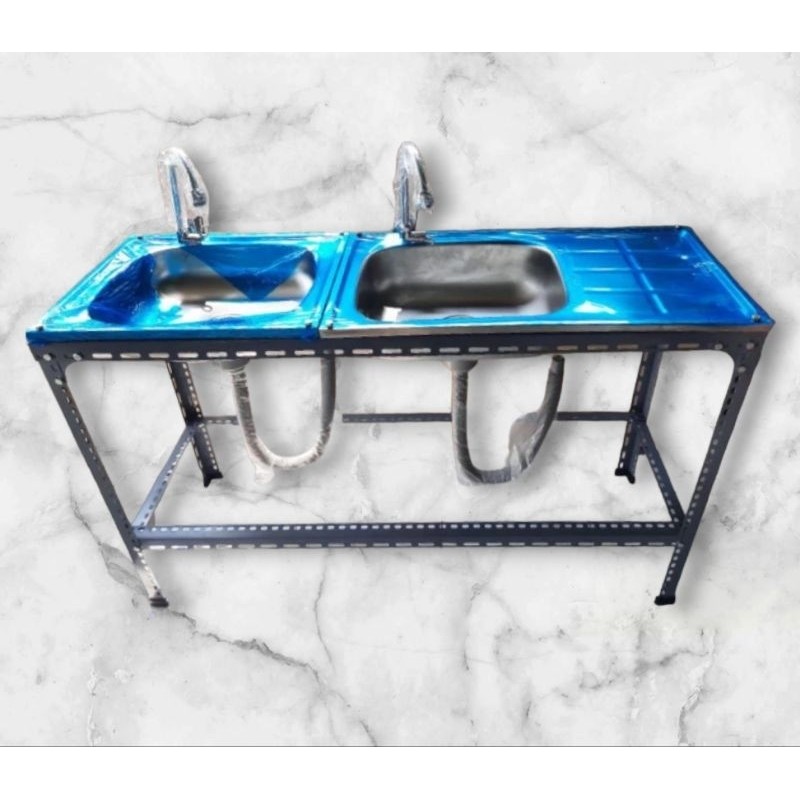 Wastafel Portable Cuci Piring Stainless 2 Lubang 125x40cm