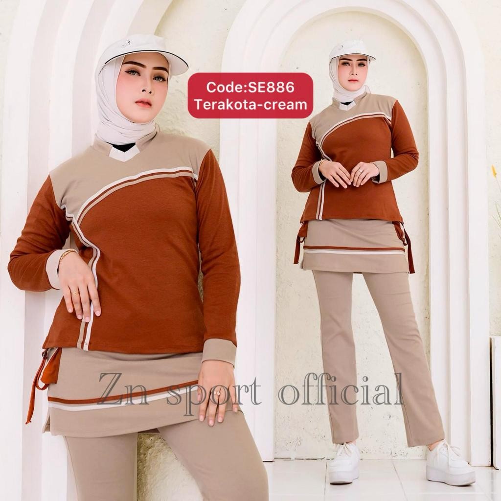 (FLASH SALE) Zn sport-Baju senam wanita setelan olahraga wanita muslim set yoga zumba