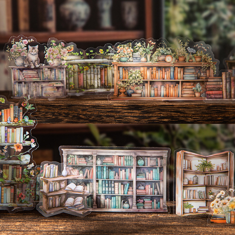 

Journal GO 15pcs Vintage Reading Corridor Stickers for Collage Junk Journal Scrapbooking diy Card Making Stationery Decals