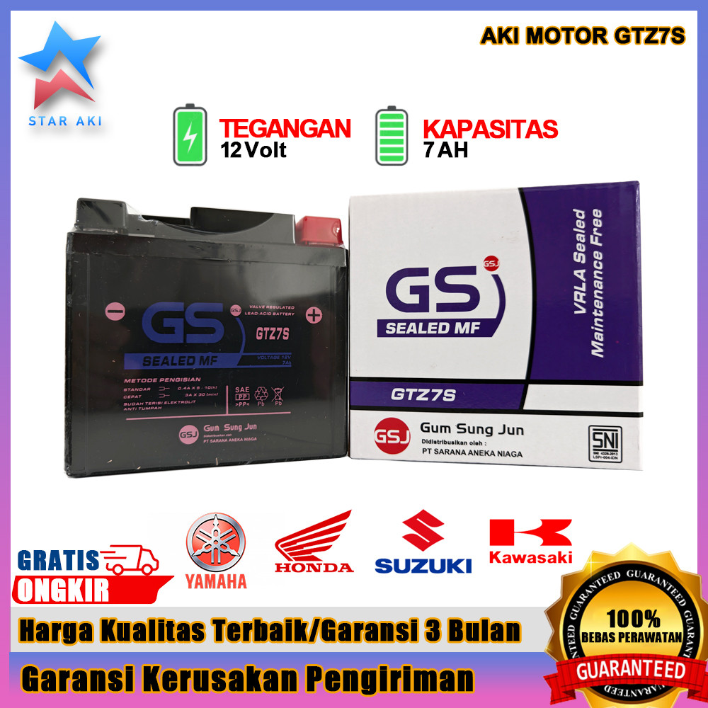 Aki Motor Honda PCX 150 Sonic 150 Supra GTR 150 Aki Kering Accu Kering MF GTZ7S