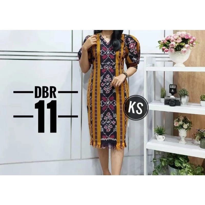 BAJU TENUN WANITA, DRESS TENUN ETNIK WANITA, DRESS TENUN RUMBAI WANITA, DRESS TENUN ELEGAN