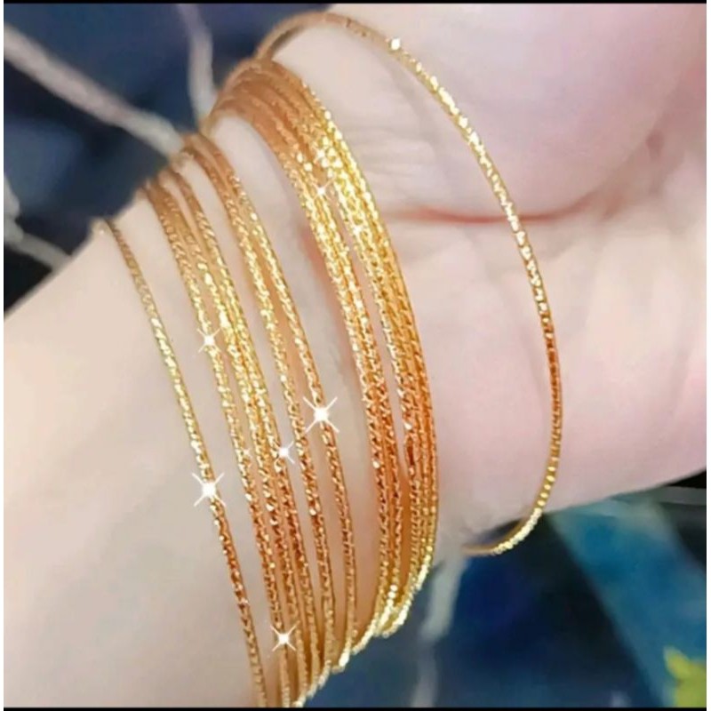 Gelang Kroncong Dewasa Titanium Emas Isi Lusin