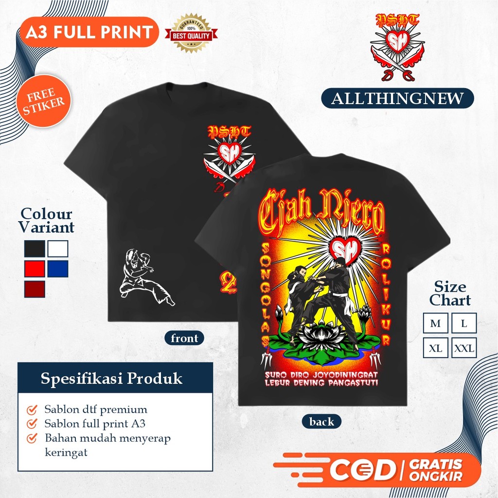 Kaos PSHT Tjah Njero 1922 sablon A3 Dtf Sablon