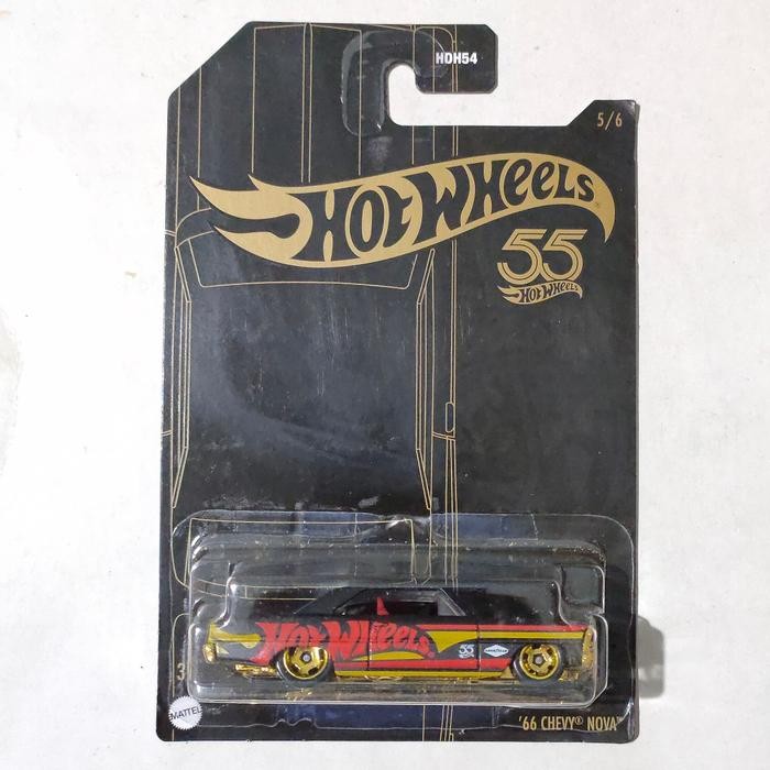 TR99 Hotwheels Hot Wheels 66 Chevy Nova Black Yellow 55th Anniversary 2023