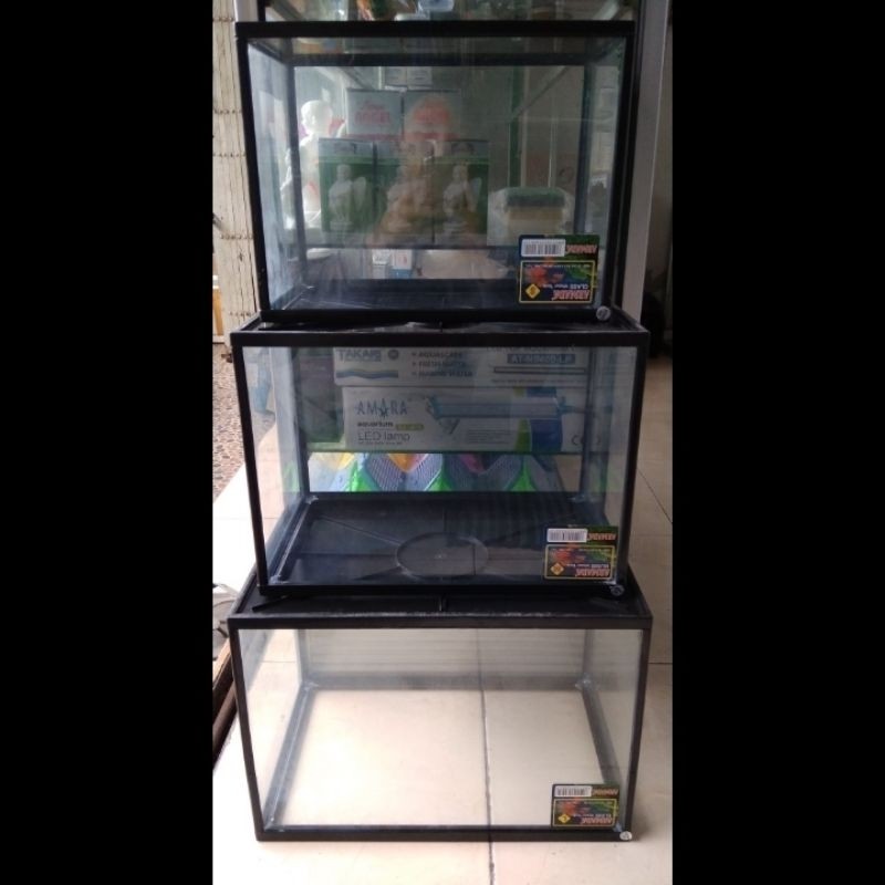 Aquarium mini Sweet triset S M L panjang 31cm 36cm 40cm bahan akrilik warna frame lis hitam