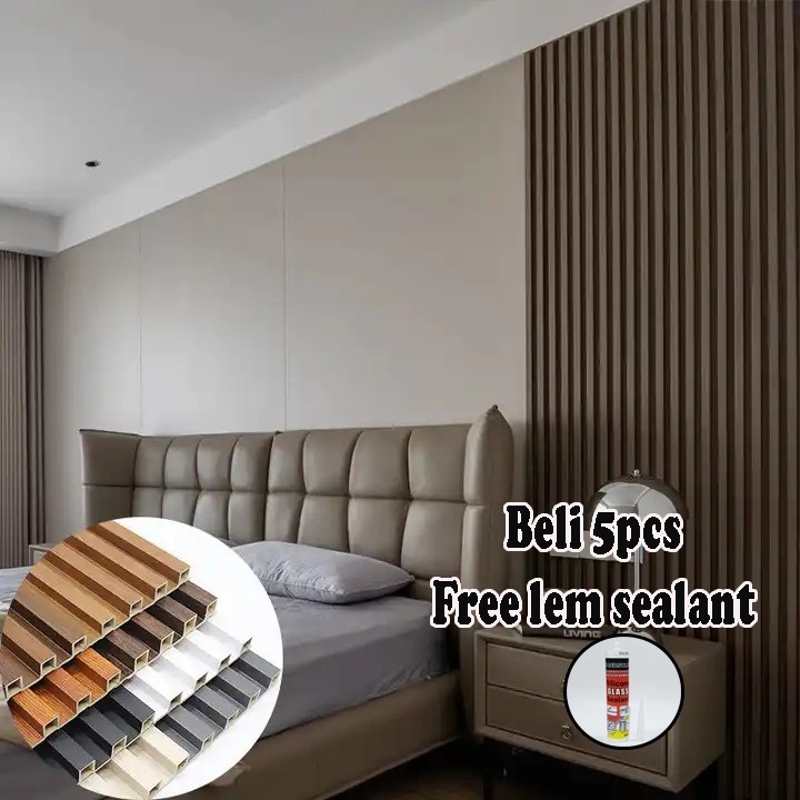 WD Wood WPC Ukuran 290cm Panel Wall Panel Bahan PVC Motif Kayu Kisi Kisi Kayu Dekorasi Tembok