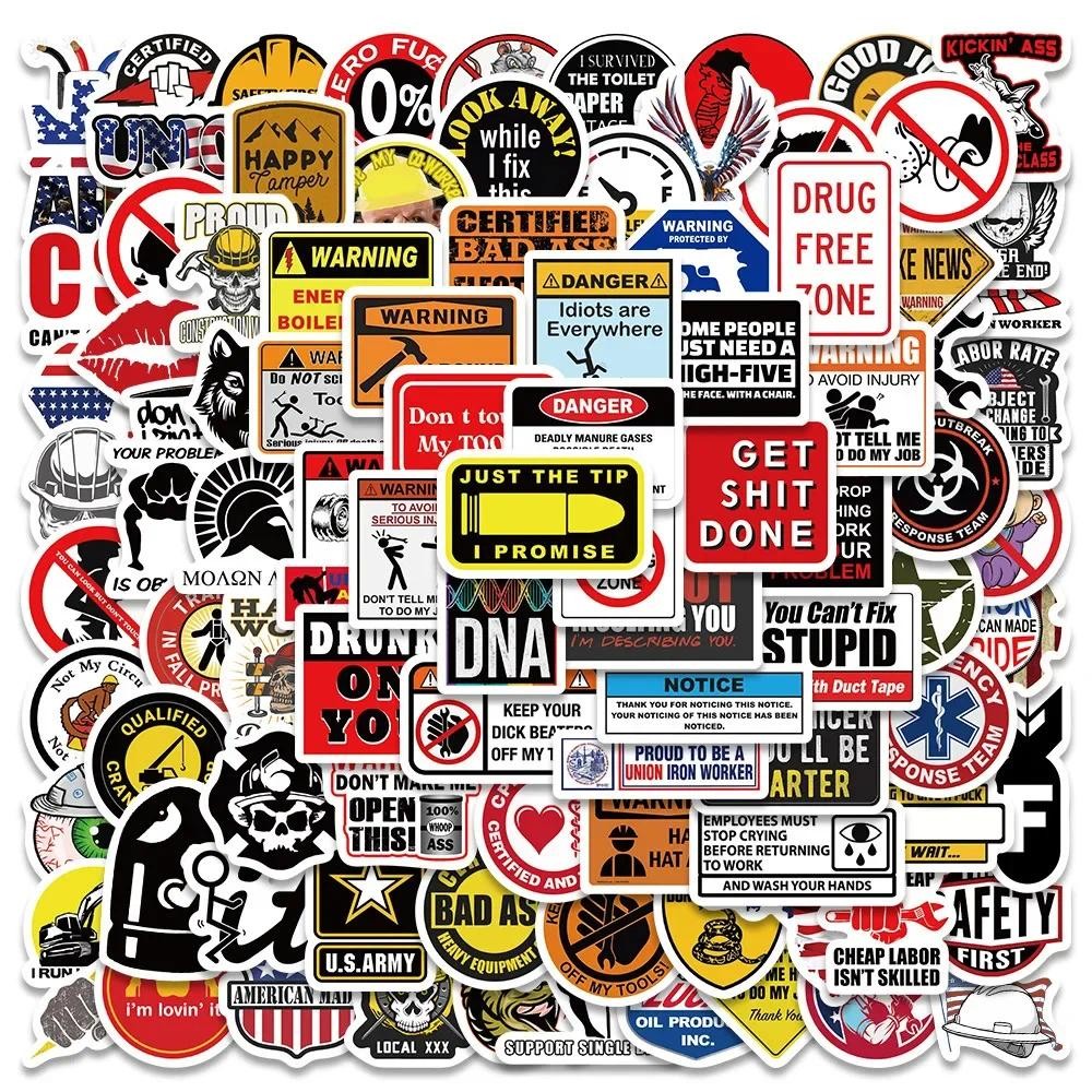 

98PCS Funny Hard Hat Brand Sign Cool Stickers Construction Workers Helmet Motorcycle Car Bicycle Stickers Waterproof Decals Gift