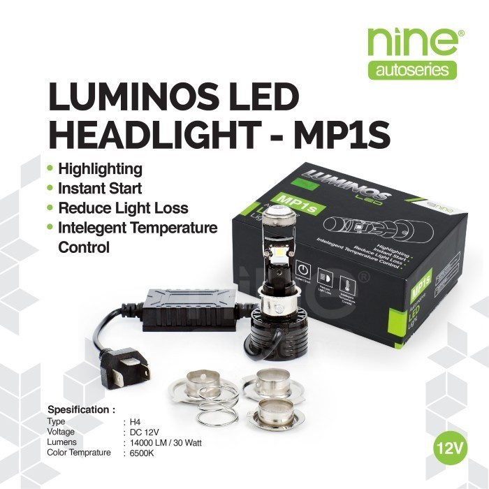 LAMPU LED UTAMA MOTOR MINI PROJECTOR MP1S MP1 30WATT 9NINE LUMINOS SUPER TERANG