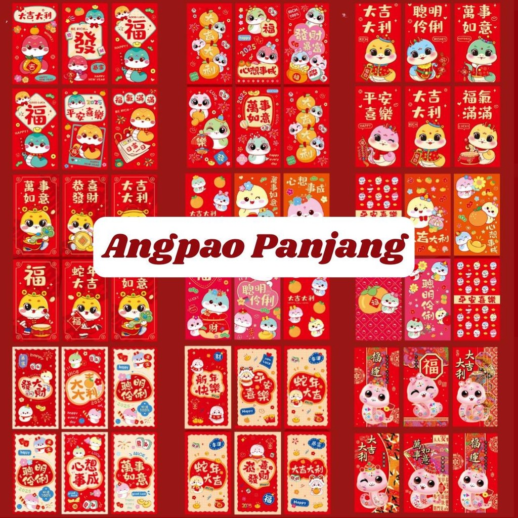

(RNL-LH) ANGPAO PANJANG IMLEK TAHUN ULAR SNAKE YEAR 2025 ISI 6 amplop siao bergambar lucu unik