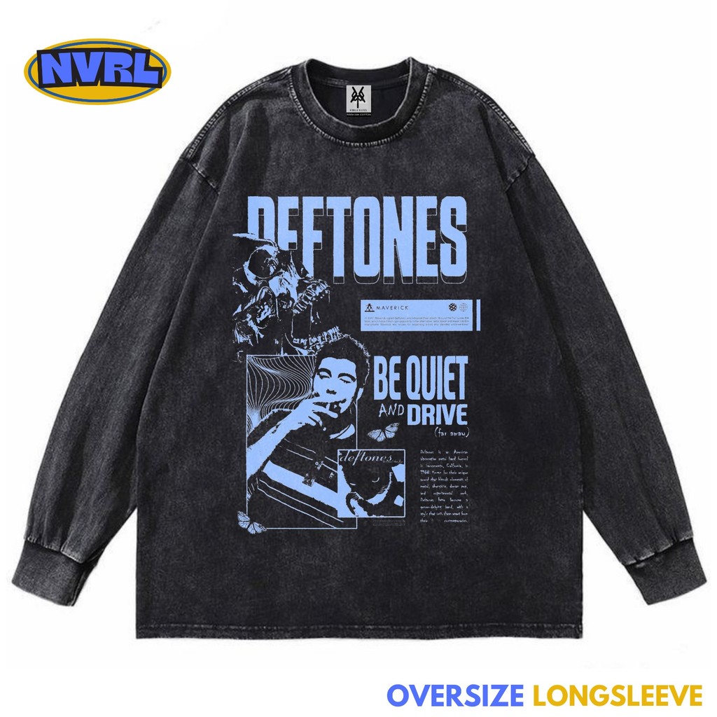 Kaos oversize longsleeve Deftones be quite and Drive washed washing vintage tee
