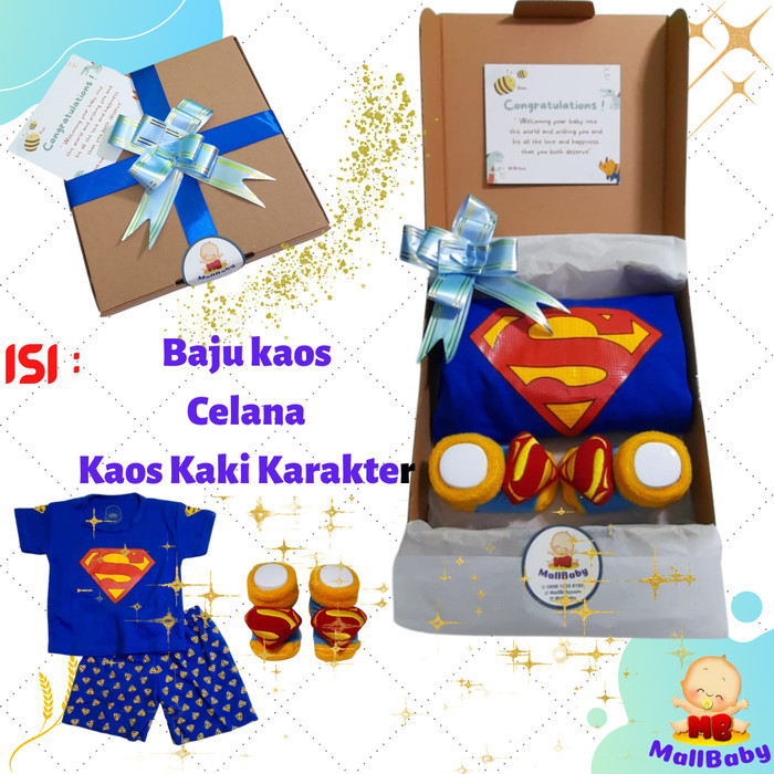 

[Best Seller] Hampers Bayi laki laki Boy Newborn Paket Baby Gift Parcel Bayi Cowok - Superman Suit