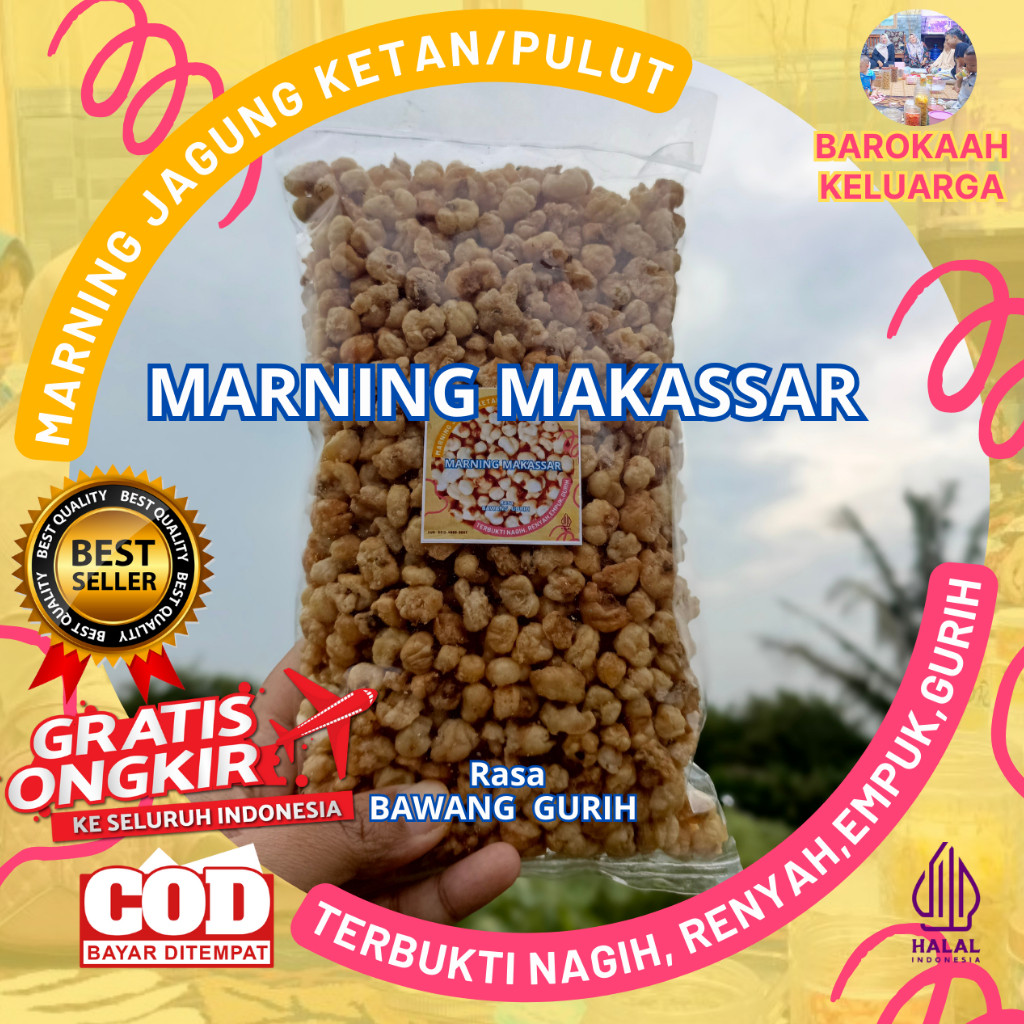 

MAKARONI MARNING MARNENG SULTAN JAGUNG KETAN PULUT SEPEREMPAT KILOGRAM (250gr) GURIH BAWANG SUPER EMPUK RENYAH GURIH HARGA SPESIAL