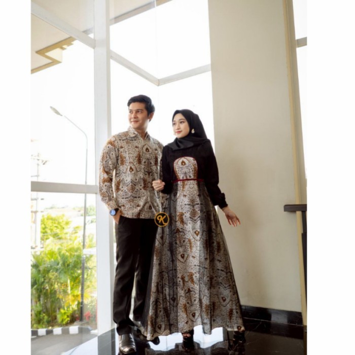 ✨WY.SY✨ -TERBARU baju couple gamis terbaru batik - Batik Putih, M