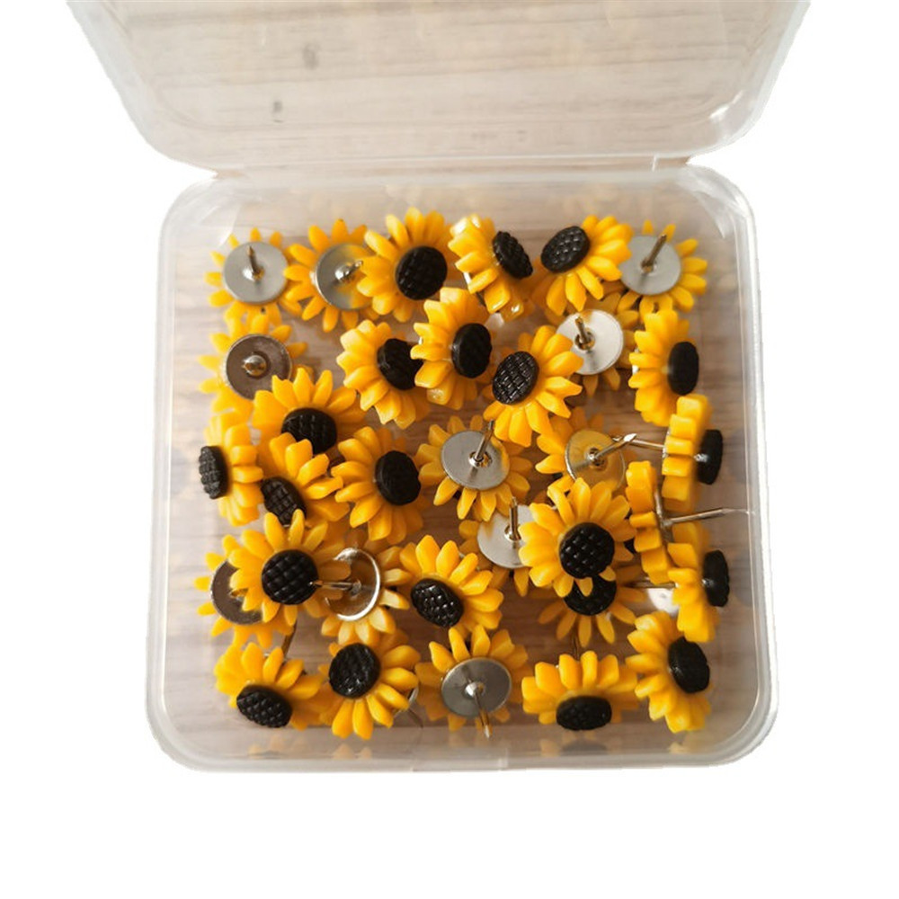 

1 Box Thumbtack Sunflower Shape Push Pins Thumb Tacks Decoration Tack Board Bulletin Board Pins Drawing Office Binding Supplies