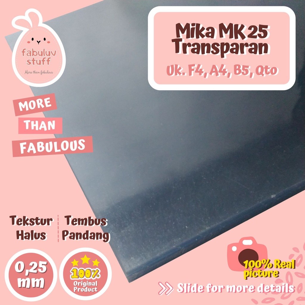 

Plastik Mika Jilid Super Tebal Glossy Transparant 0,25 mm MK-25 A4 A5