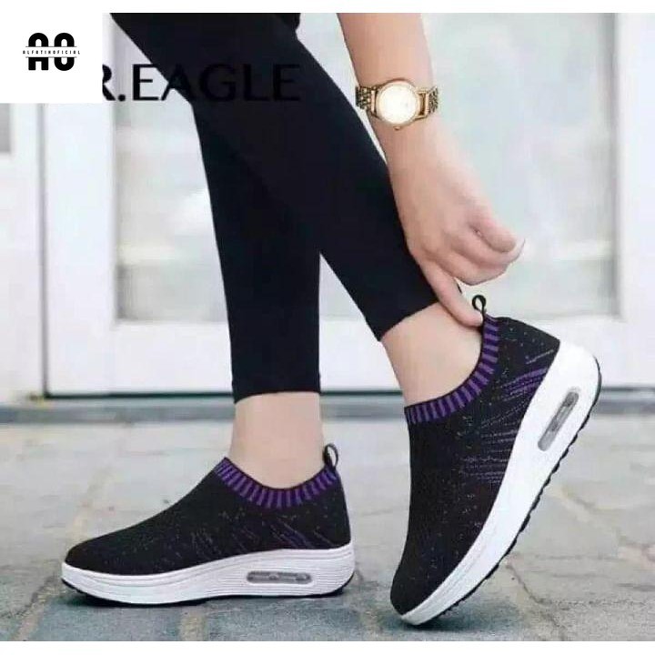 As) Venom Dr Eagle - Sepatu wanita Slip On hitam ungu