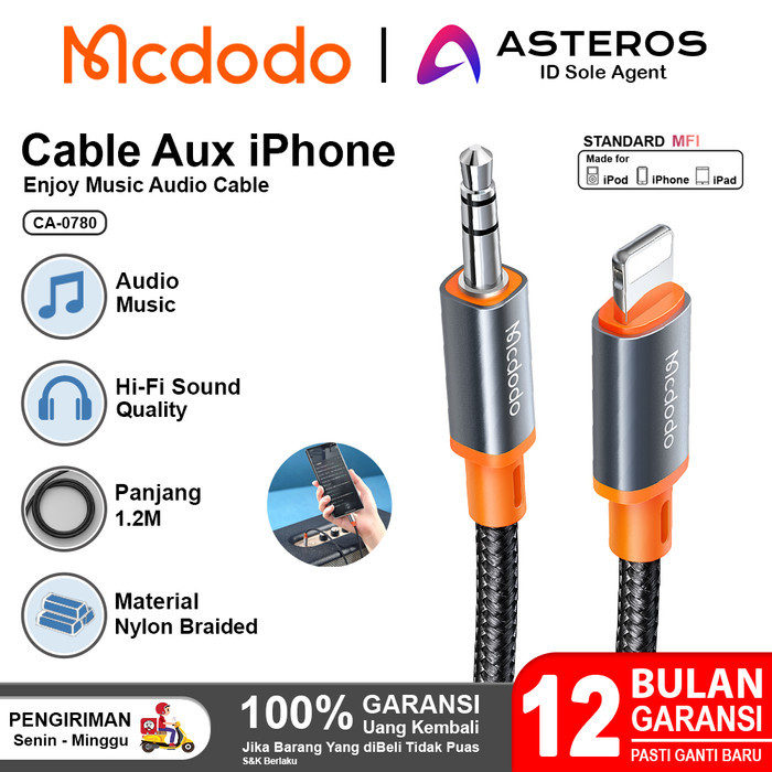 Promo MCDODO CA-0780 Kabel AUX Iphone To DC 3.5MM Premium Audio Stereo