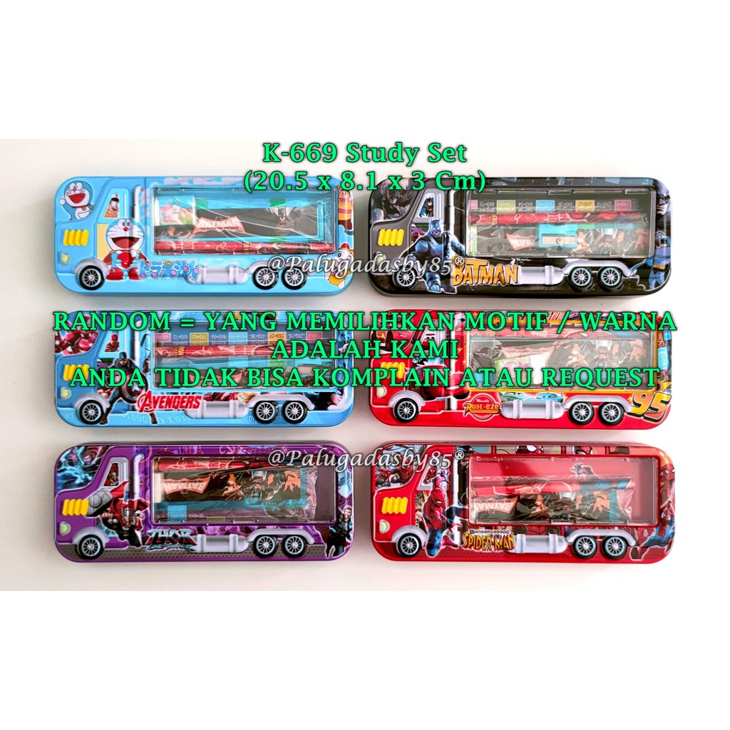 

(1 Biji) GROSIR Kotak Pensil Kaleng Bus Study Set 2 Susun 20.5*8.1*3 Cm / K-669 K-679