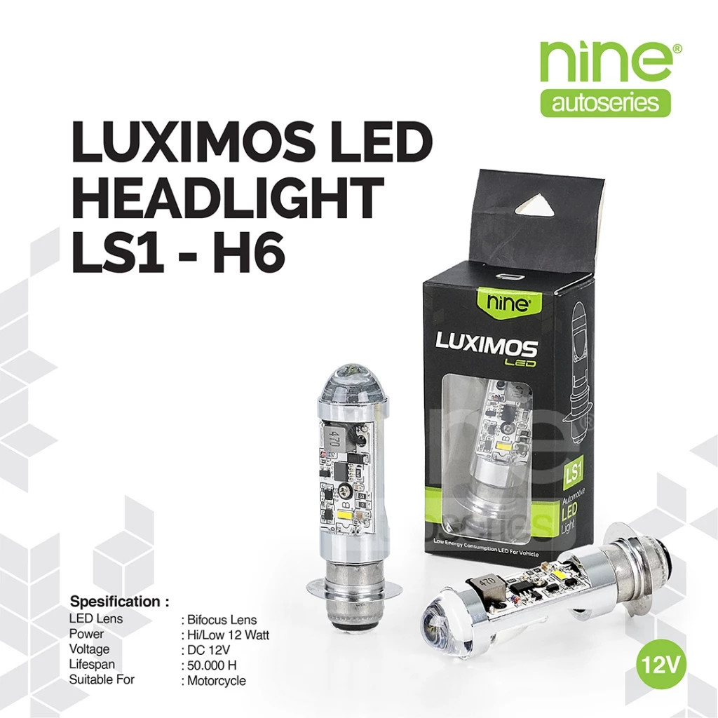 LUXIMOS Lampu Depan Motor Led H4 H6 LS1 Bifocus Lens LUMINOS Led Piutih Kuning (HI/LO)
