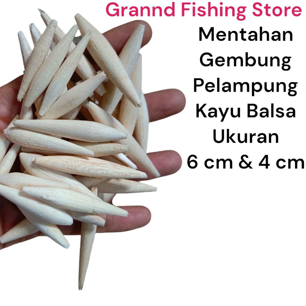 Mentahan Gembung Pelampung/Kumbul/Kambangan Kayu Balsa ukuran 6Cm dan 4cm Tembus & Halus Handmade