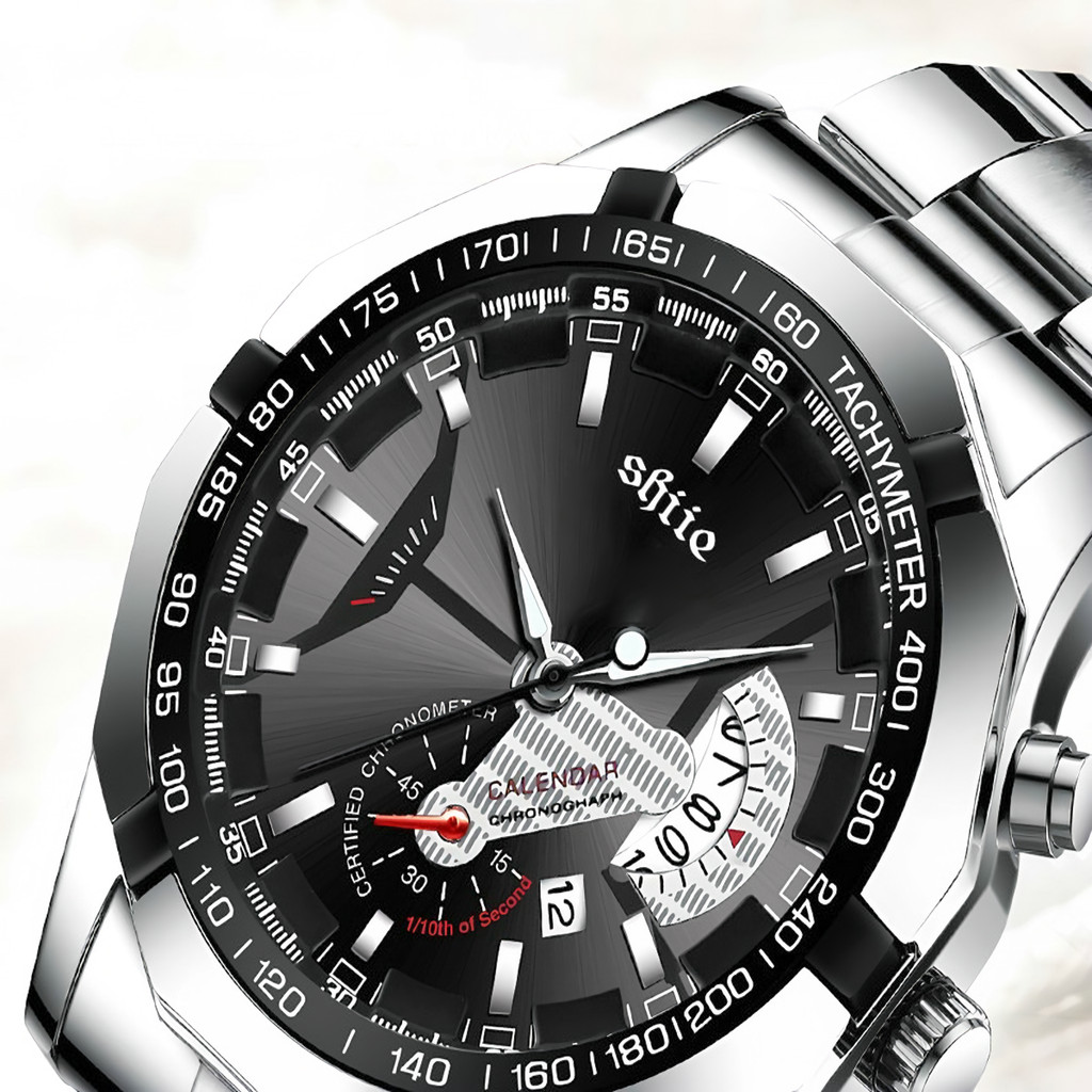Jam Tangan Pria Olahraga Kuarsa Otomatis Date Tali Stainless Steel Kasual Pria Jam Tangan Cowok Anti