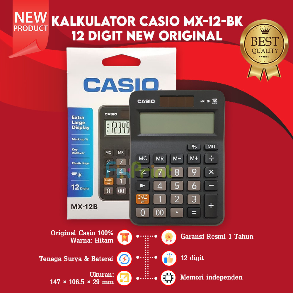 

Casio MX-12B Kalkulator Desktop 12 Digit Calculator ORI Garansi Resmi