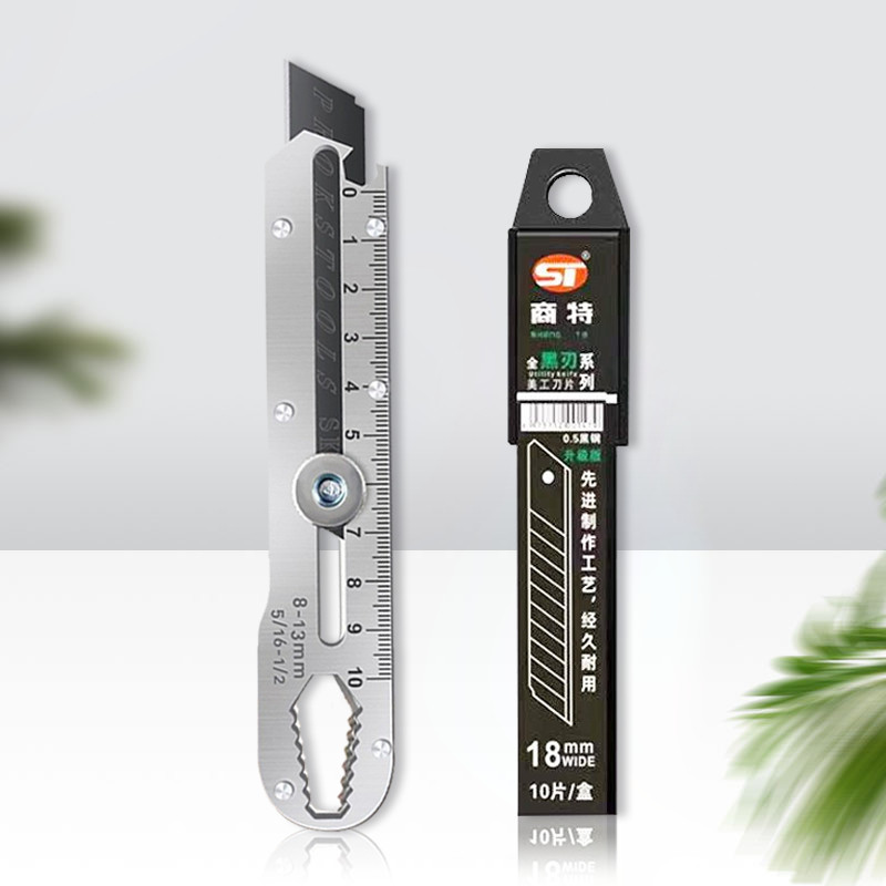 

【SIAP】9in1 Pisau Cutter Multifungsi Stainless / Cutter Pisau Stainless Besar Heavy Duty + Sekotak Pisau