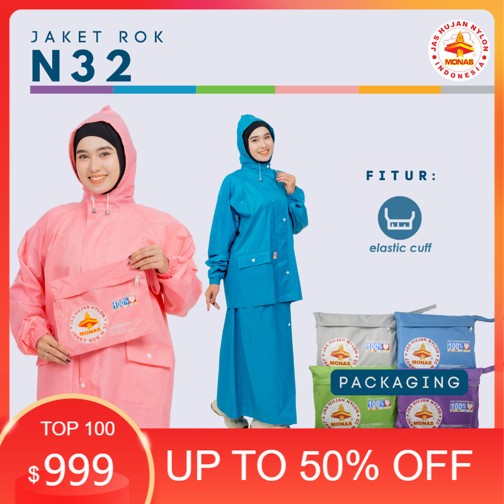 Jas Hujan Jaket Rok Muslimah Wanita Terbaru N32 Monas