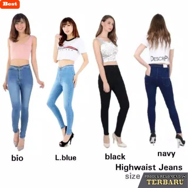 celana jeans wanita kekinian Celana panjang highwaist cewek wanita soft jeans