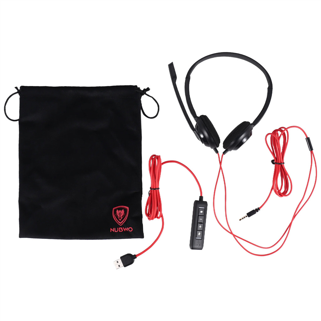 USB Headset with Noise Cancelling Microphone for Laptop Computer, On-Ear Wired Office Call Center He
