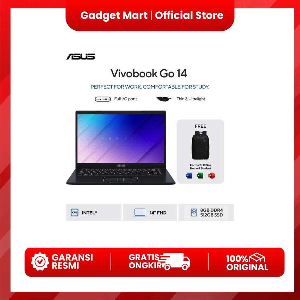 LAPTOP ASUS E410KA N4500 8GB SSD 512GB W11 OHS21 14 FHD P.BLUE