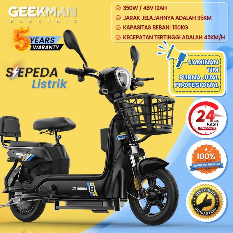 Geekman Sepeda Listrik Murah Sepeda Listrik Dewasa 48v 12ah Jarak Jelajahnya Adalah 45km Garansi Res