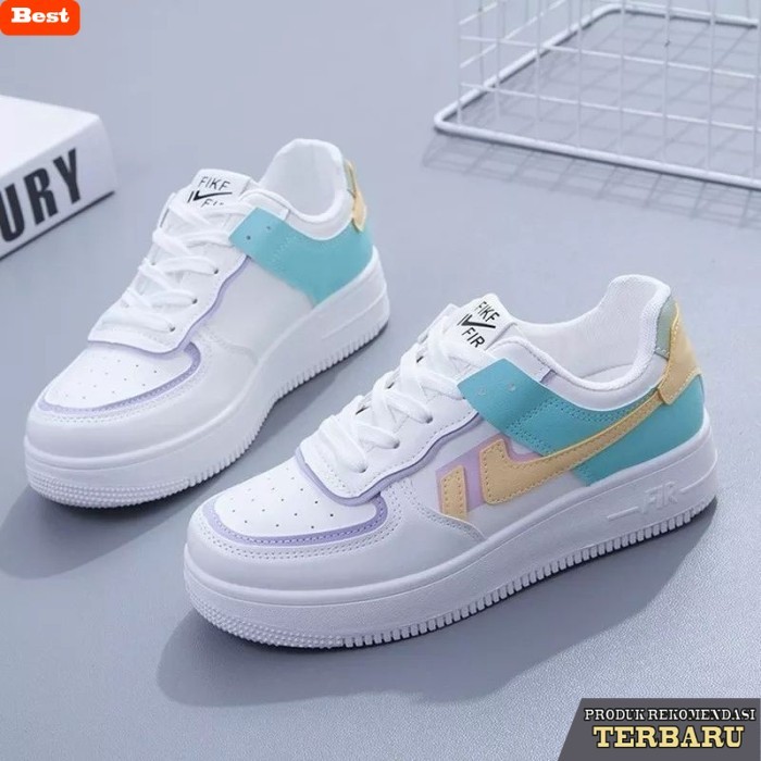 sepatu olahraga wanita Sepatu Sneakers Wanita Korea Sepatu Sport Putih Premium Running Shoes - Kunin