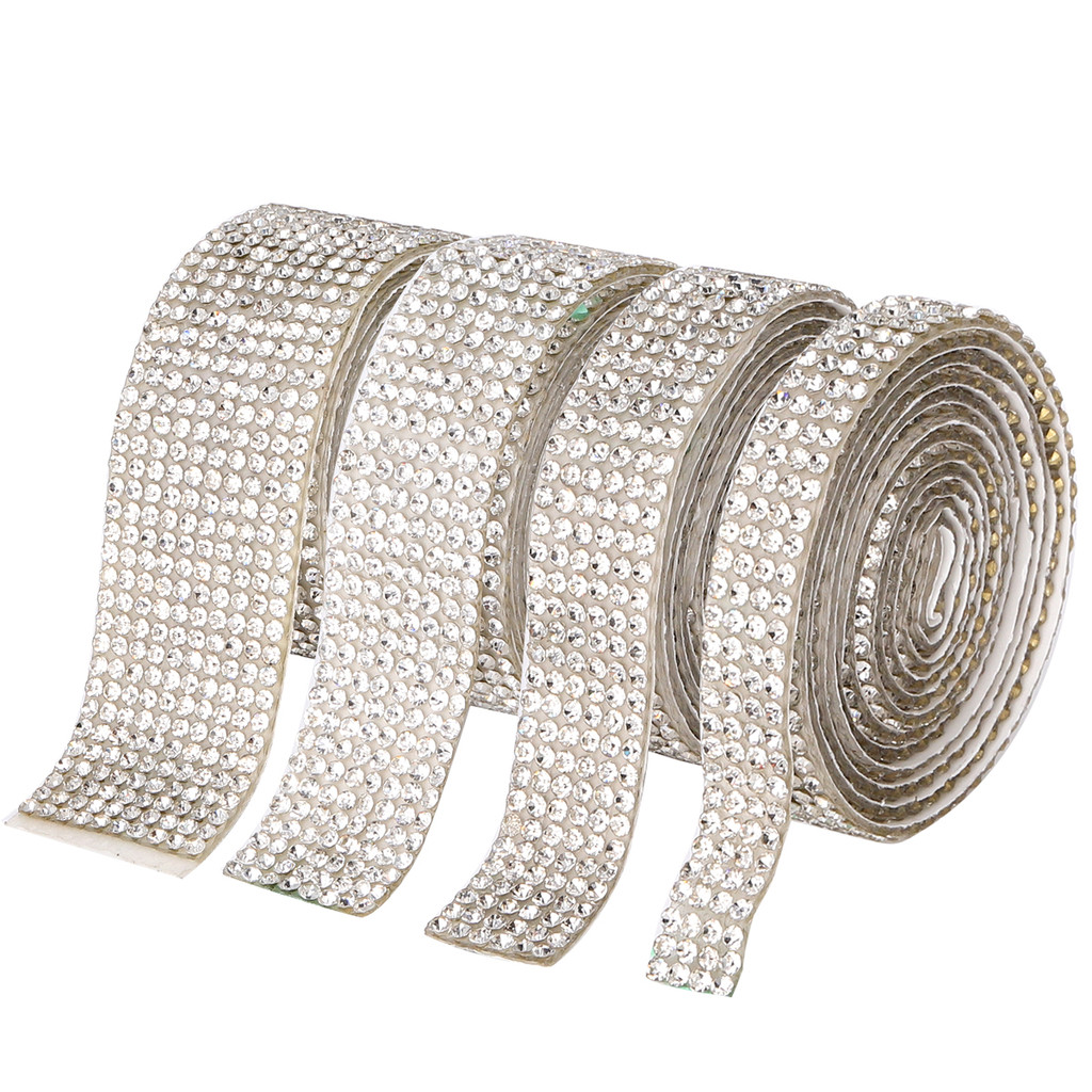 

1 Yard 2-10 Rows Self Adhesive Crystal Rhinestone Sticker Glitter Glass Diamond Ribbon Rhinestones for DIY Crafts Car Decoration