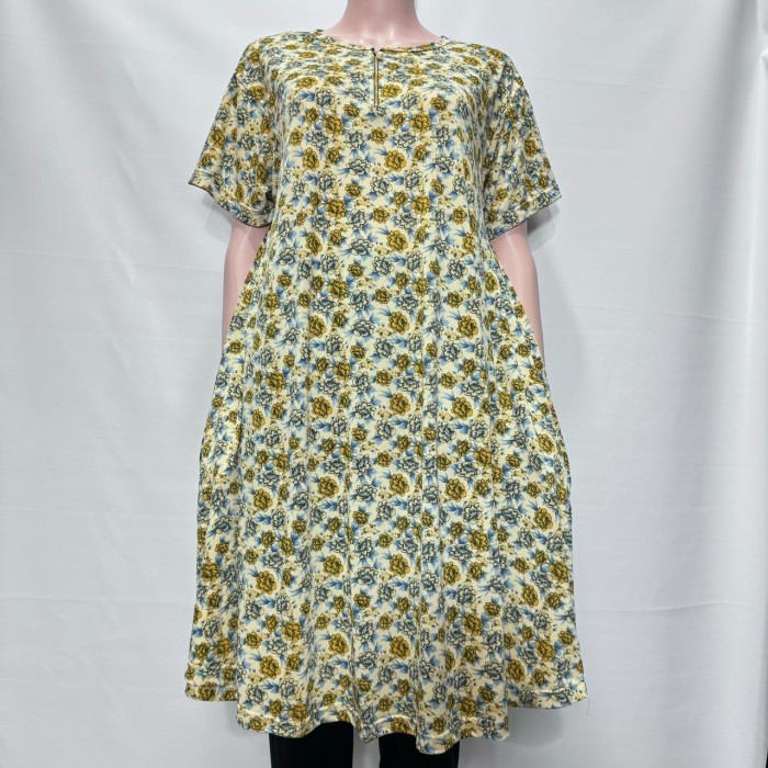 DRESS LIONA JERSEY SUPER JUMBO BUSUI DASTER MURAH SPANDEK KOREA - Autum Cream, XXXL