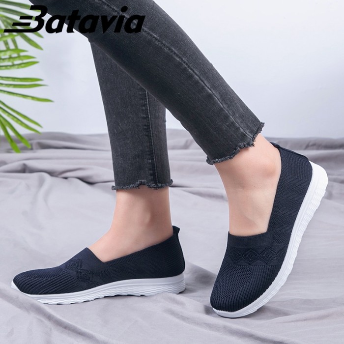 MALL586- [besty_mart3] Batavia sepatu sepatu wanita sepatu flat rajut BQ-2 - A166 BLUE, 37