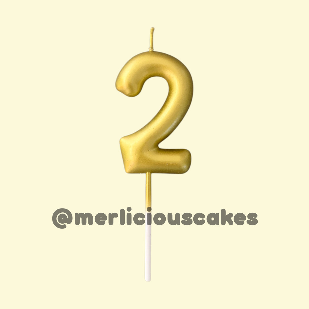 Angka 2 Lilin Emas Gold Candle Lilin Ulang Tahun
