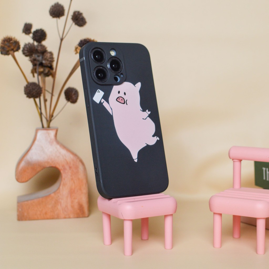 Black Softcase Motif Babi Cute iPhone Case  - Case iPhone 7 8 7+ 8+ Xr X Xs 11 12 13 14 15 Pro Max C