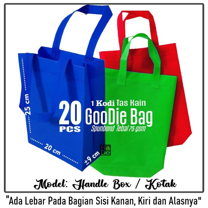 

RB001 1 Kodi isi 20 Tas Kain Spunbond Kotak / Handle Box