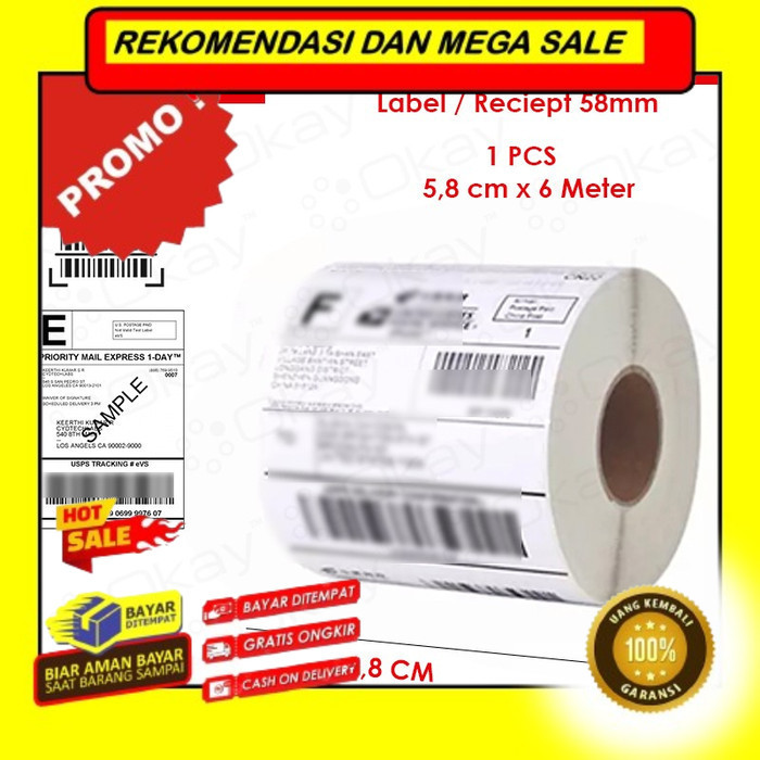

Rekomendasi Terlaris KERTAS STICKER THERMAL 58 MM cocok untuk printer Label 58MM Promo