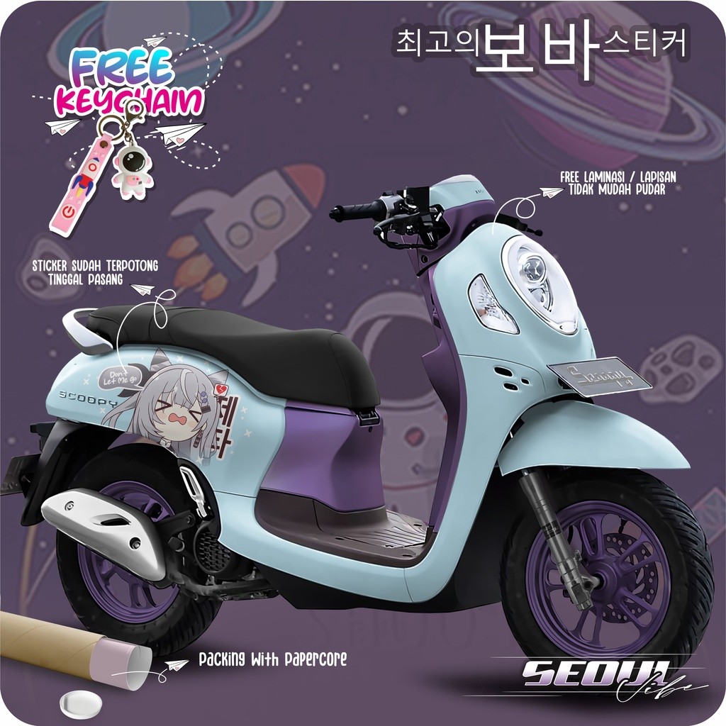 Decal stiker motor Scoopy vestia Zeta polos Full Body ( Free Keychain )