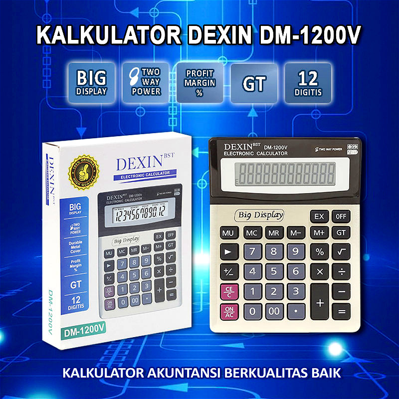 

Kalkulator DM-1200V Plus Kalkulator Akuntansi 12 Digit / Kalkulator Dagang yang Besar