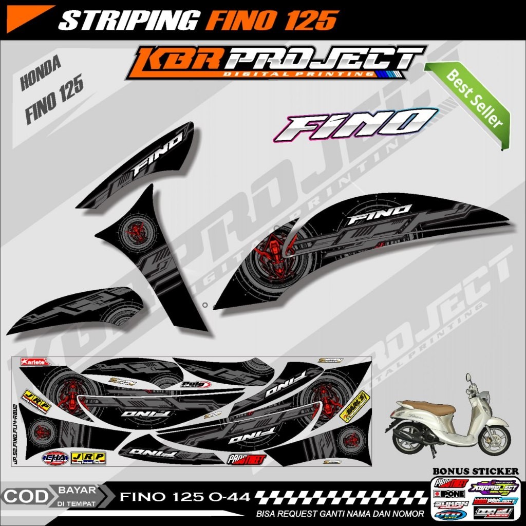 FINO 125 STIKER STRIPING PREMIUM MOTOR KEREN LIS VARIASI (FINO 125) STIKER MOTOR YAMAHA DESAIN RACIN