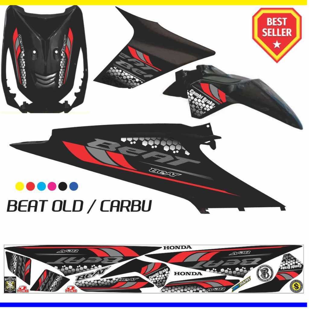 POLET MOTOR STIKER STRIPING VARIASI HONDA BEAT KARBU MOTIF KEREN SIMPLE STIKER MOTOR BEAT