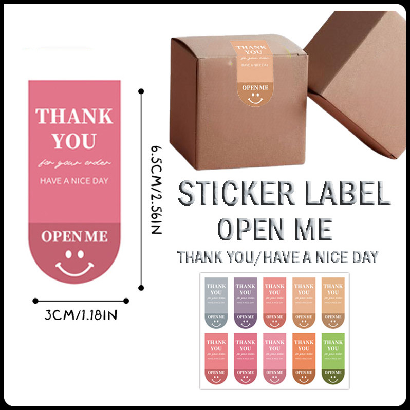 

100 pcs Stiker Label Open Me Stiker Label Thank You Have a Nice Day