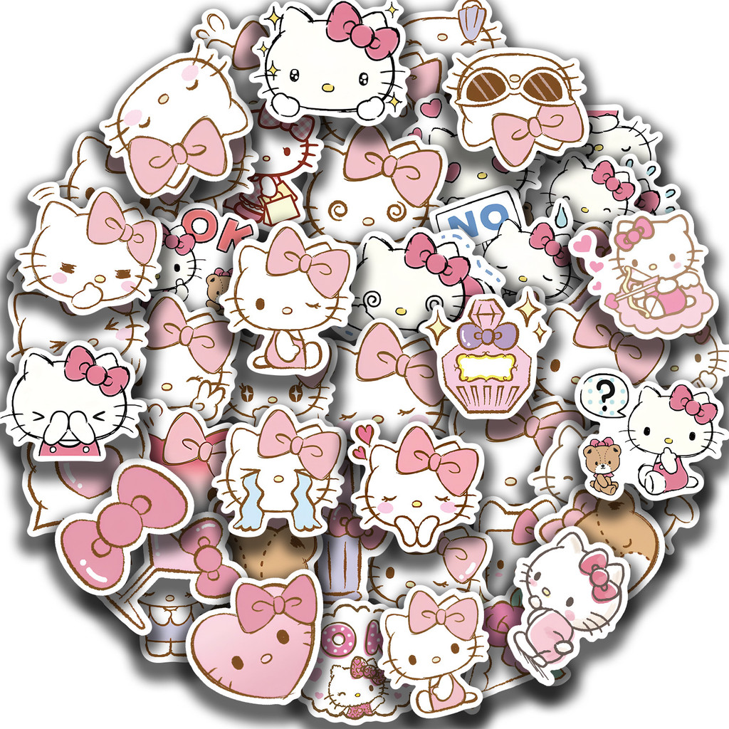 

50PCS Kawaii Hello Kitty Meme Stickers Cute Sanrio Cartoon Sticker for Girls Toy Phone Guitar Water Bottle Graffiti Decals