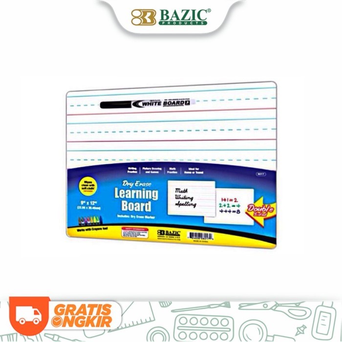 

Papan Tulis Double Sided Dry Erase Lap Board 9" X 12" dengan Marker