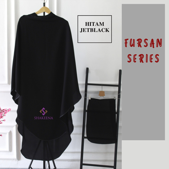 ♚SALE ♚ -Bongkar Gudang Hijab Fursan Syari Premium terbaru  - Khimar syari fursan free cadar - Hitam